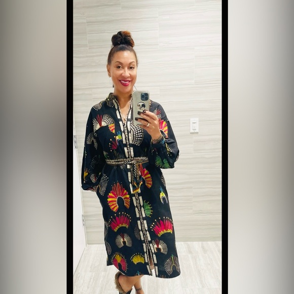 FARM Rio Black Multicolor Long Sleeve Dress - Picture 3 of 5